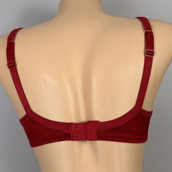 Vintage Vassarette Bra Size 34C Second Skin Satin Red Lace Underwire 75-014 - Picture 5 of 10